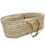 Couffin souple en osier avec anses en cuir