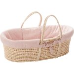 Couffin souple en osier promenade bucolique rose clair Couffin souple en osier promenade bucolique rose clair