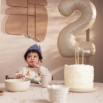 Couronne d'anniversaire en tissu jeans blue