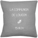Coussin de naissance gris bton personnalisable (45 x 45 cm)