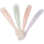 Lot de 4 cuill�res silicone 1er �ge set barbe � papa guimauve vert de gris lila