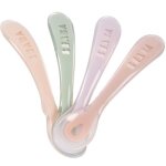 Lot de 4 cuill�res silicone 2�me �ge set barbe � papa guimauve vert de gris lila