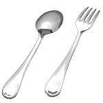 Set de 2 couverts b�b� perles personnalisable dans son coffret (m�tal argent�)