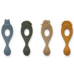 Lot de 4 cuill�res en silicone safari blue multi mix