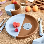 Couverts en silicone happy rascals smile bleu ciel (3 pi�ces)
