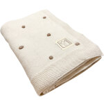 Couverture en tricot et coton bio cr�me et marron (80 x 100 cm)