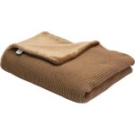 Couverture en tricot et flanelle camel (75 x 100 cm)