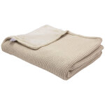 Couverture en tricot et flanelle sable (75 x 100 cm)