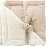 Couverture polaire double gaze de coton biscuit (70 x 100 cm)
