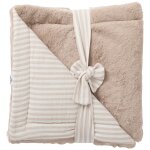 Couverture luxe fausse fourrure angora et gaze ray� galet (70 x 100 cm)