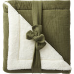 Couverture polaire double gaze de coton foug�re (70 x 100 cm)