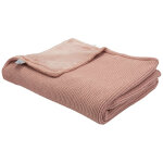 Couverture en tricot et flanelle terre de sienne (75 x 100 cm)