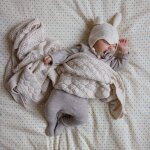 Couverture b�b� en tricot pointelle off white (100 x 80 cm)