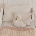 Couverture b�b� tricot�e vichy rose (80 x 100 cm)