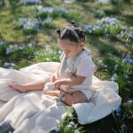 Couverture en coton bio ribbed beige melange (80 x 100 cm)