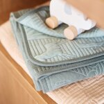 Couverture en coton jungle jambo ash green - laurel (100 x 150 cm)