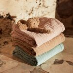 Couverture en gaze de coton jacquard biscuit (75 x 100 cm)