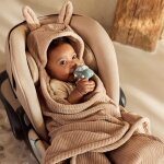 Couverture nomade bunny cloudy rib milky coffee