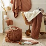 Couverture polaire en coton gaufr� cassonade (75 x 120 cm)