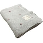 Couverture en tricot et coton bio gris et rose (80 x 100 cm) Couverture en tricot et coton bio gris et rose (80 x 100 cm)