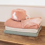 Couverture en tricot et flanelle sable (75 x 100 cm)
