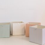 Cube de rangement en tissu recycl� uni gris clair