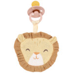 Doudou attache - sucette en gaze de coton lion safari friends