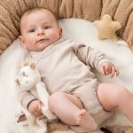 Doudou attache sucette teddy girafe ecru