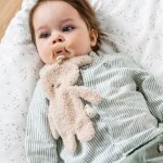 Doudou attache sucette teddy lapin beige