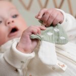 Doudou attache - t�tine en gaze de coton champignon