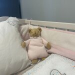 Doudou avec hochet ours rose poudr�