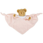 Doudou plat avec hochet ours rose poudr�