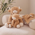 Doudou plat attache sucette fluffy cow
