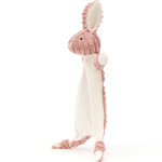 Doudou plat cordy roy lapin rose (28 cm)