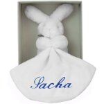 Doudou plat lapin bleu (personnalisable)