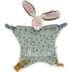 Doudou plat lapin sauge trois petits lapins (personnalisable)