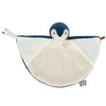 Doudou plat manchot bleu