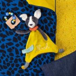 Doudou puce jaune puce et pilou