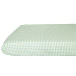 Drap housse percale de coton vichy vert aqua (60 x 120 cm)