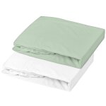 Lot al�se et drap housse blanc - vert de gris (70 x 140 cm)