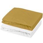 Lot al�se et drap housse blanc - moutarde (70 x 140 cm)