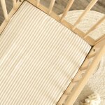 Drap housse en percale de coton ray� lin (50 x 83 cm)