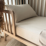 Drap housse percale de coton ray� lin (70 x 140 cm)