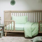 Drap housse percale de coton vichy vert aqua (60 x 120 cm)