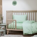 Drap housse pur coton bio vert aqua (70 x 140 cm)