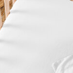 Drap housse satin de coton bio blanc craie (70 x 140 cm)