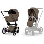 Duo e - priam 2026 poussette �lectrique tout - terrain avec nacelle pliable matt black coconut brown
