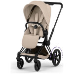 Duo e - priam 2026 poussette �lectrique tout - terrain avec nacelle pliable matt black cozy beige