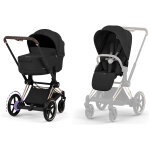 Duo e - priam 2026 poussette �lectrique tout - terrain avec nacelle pliable rose gold sepia black