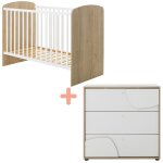 Duo lit 60x120 cm et commode 3 tiroirs ch�taignier naturel basile